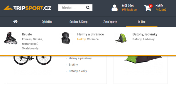Víceúrovňové rozbalovací navigace e-shopem