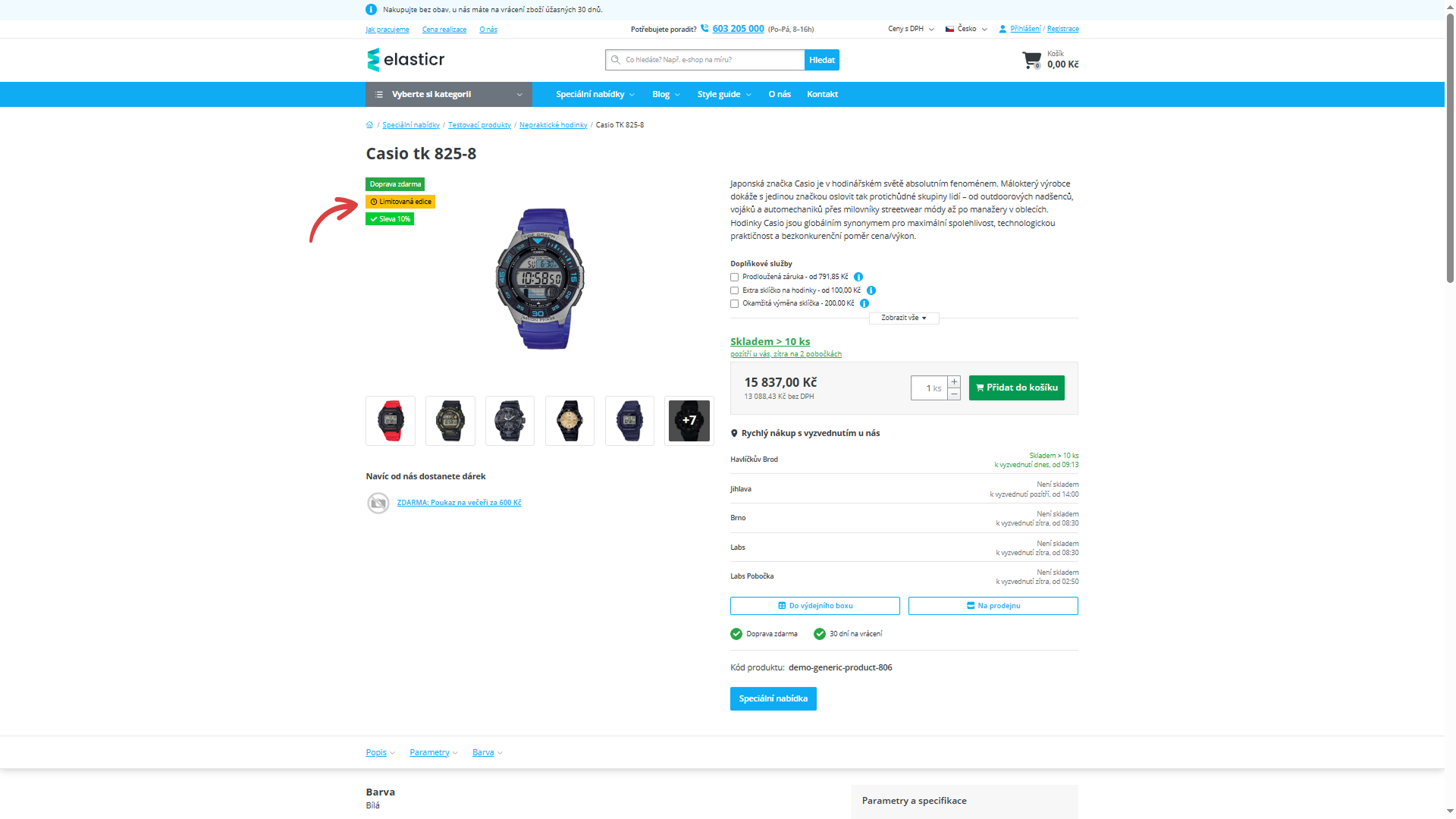 Vlaječky na detailu produktu.