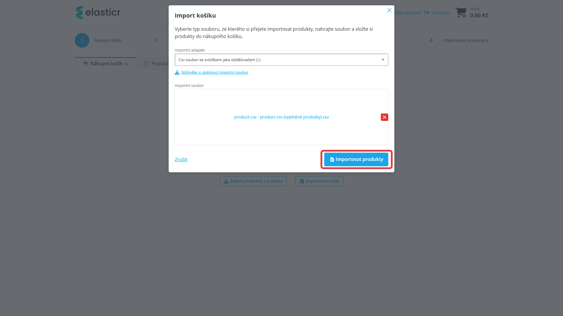 5. Nahraje ho do košíku