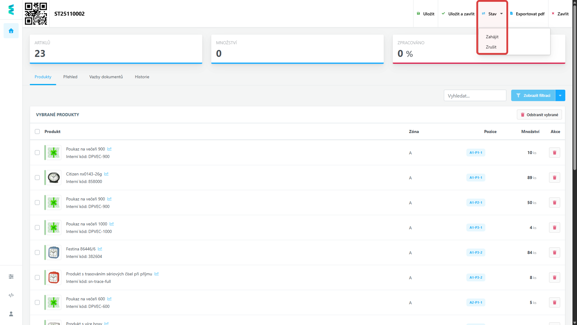 1. Připravenou inventuru spustíte v admnistraci. Nyní ji lze zpracovávat v terminálu.
