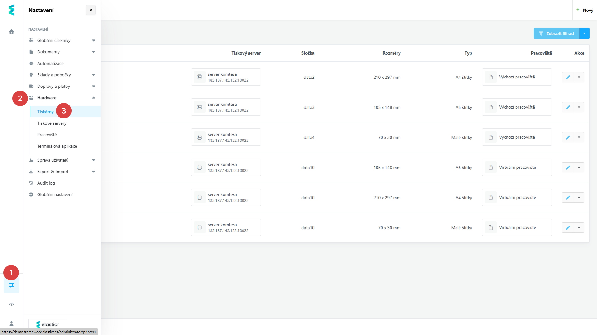 1. Ukázka nastavení tiskárny