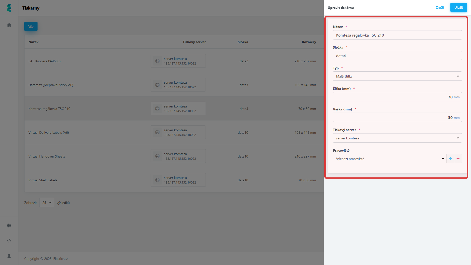 3. Ukázka nastavení tiskárny
