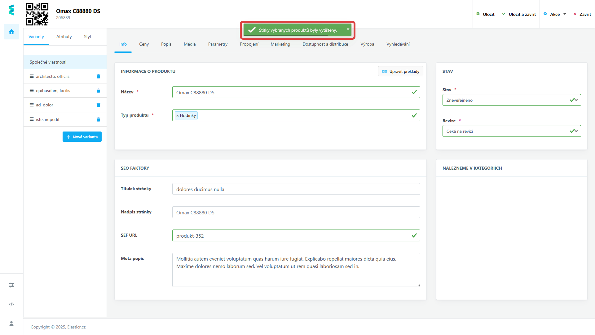 4. Štítky se následně vytisknou na vybrané (nastavené) tiskárně.