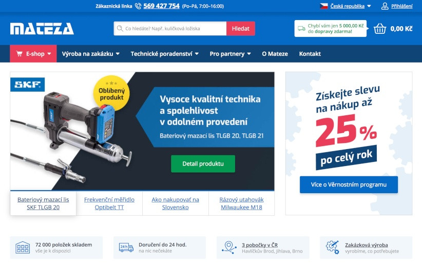 E‑shop pro jednoho z největších prodejců strojních součástek v ČR