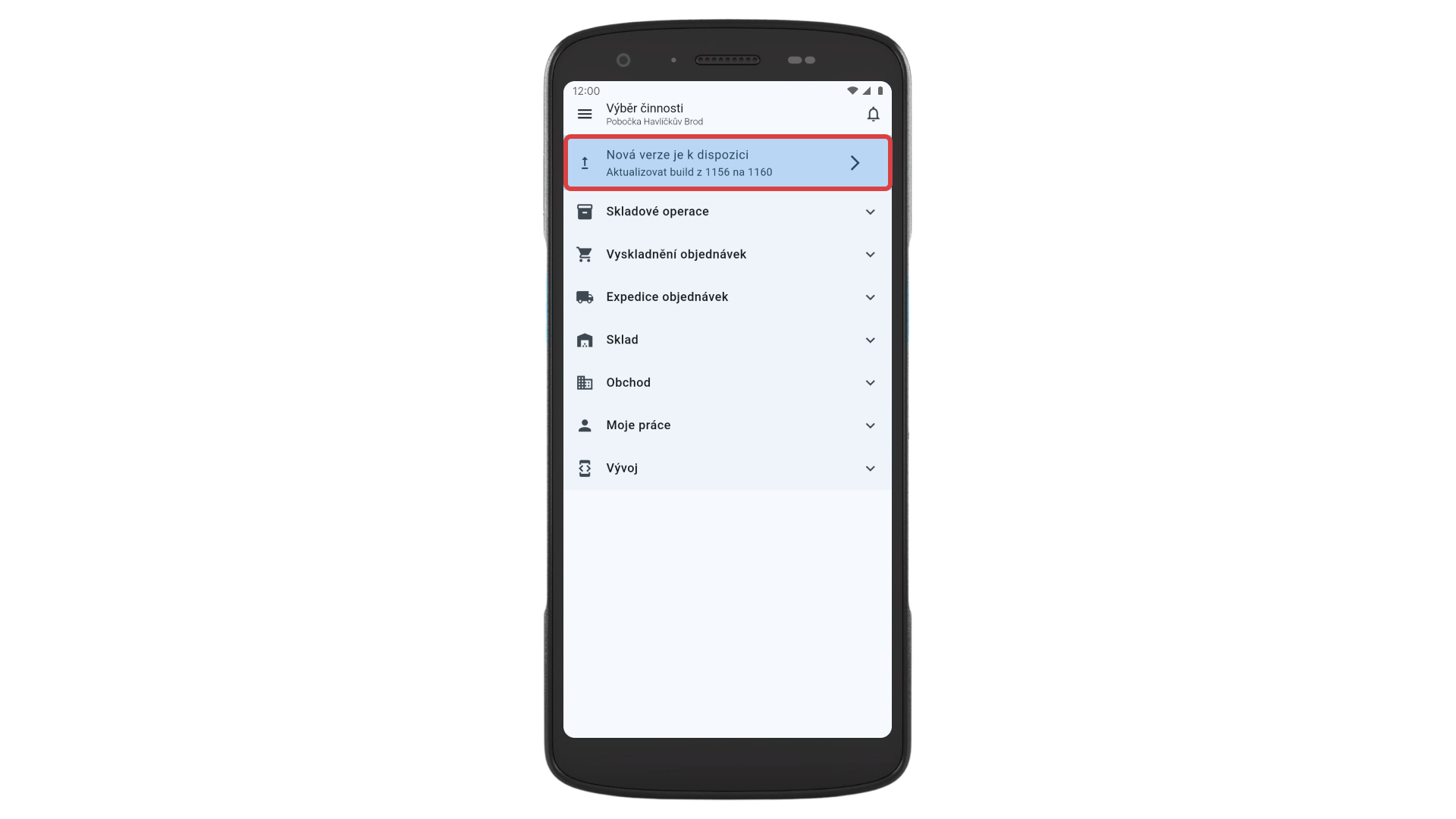  V horní části obrazovky Výběr činností klikněte na modrý banner "Nová verze je k dispozici".