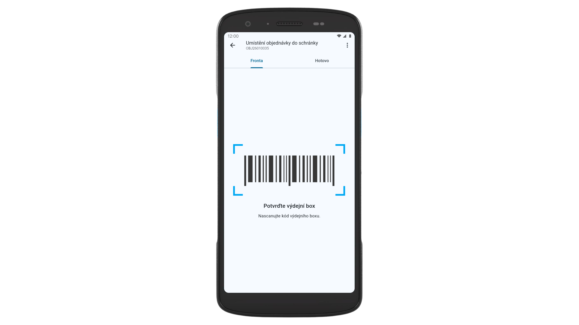 Umístění objednávky probíhá naskenováním kódu boxu
