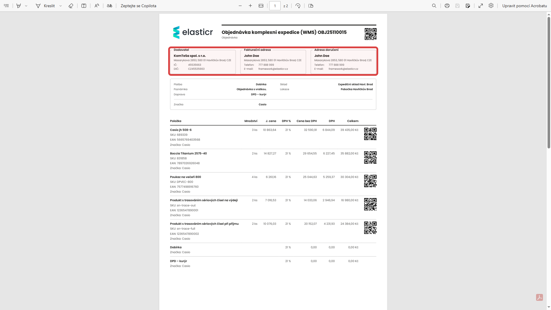 Ukázka layoutu v dokumentech