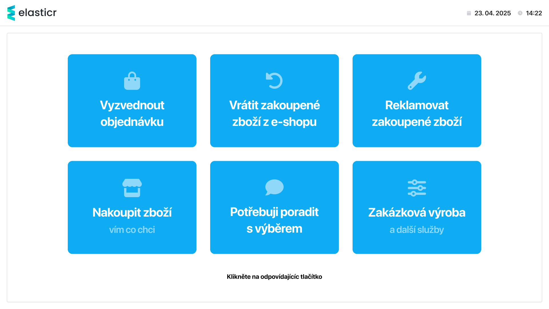 Ukázka samoobslužného kiosku, ze kterého si zákazník odebere pořadové číslo.