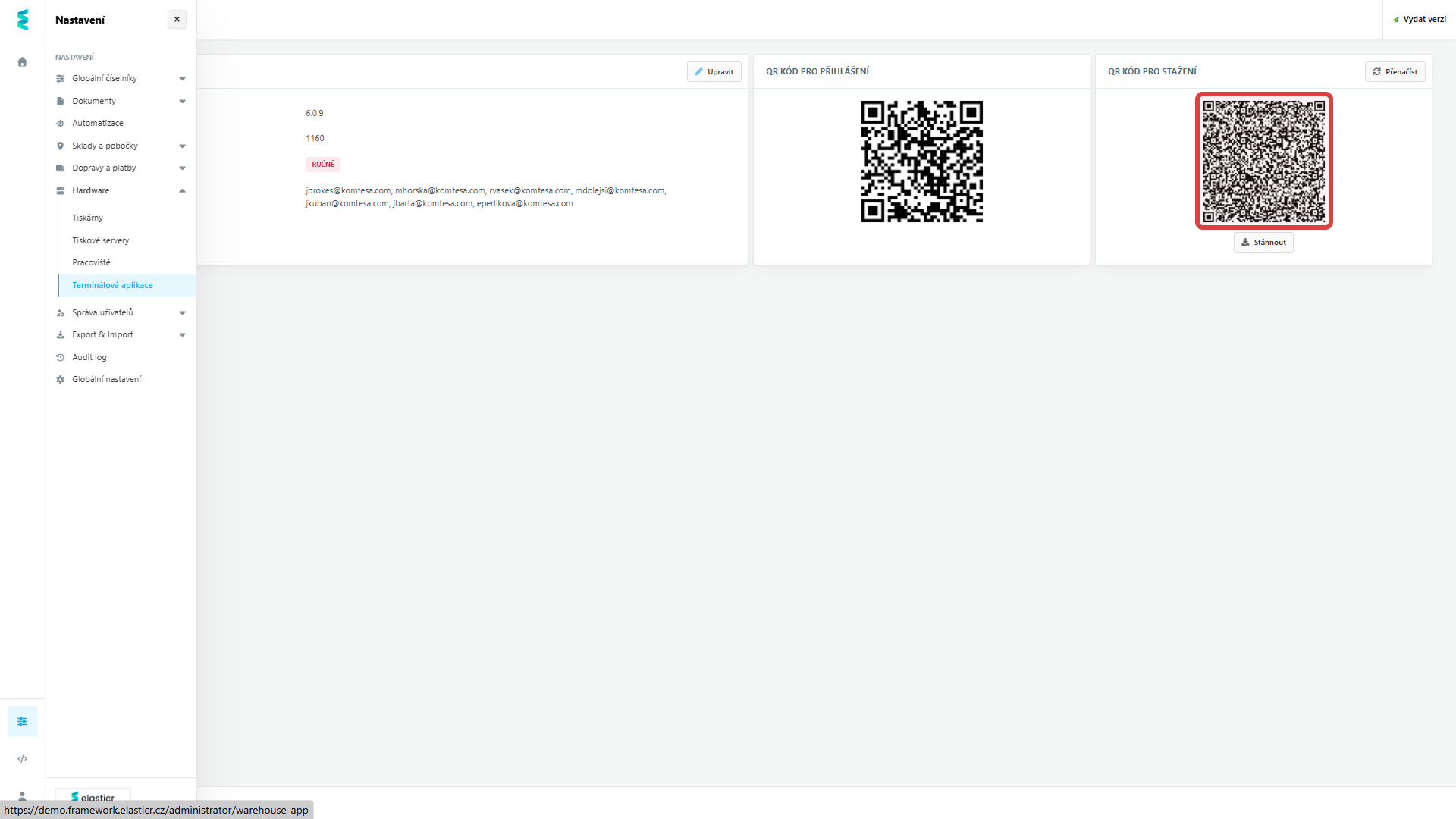 Detail QR kódu pro přihlášení v administraci.