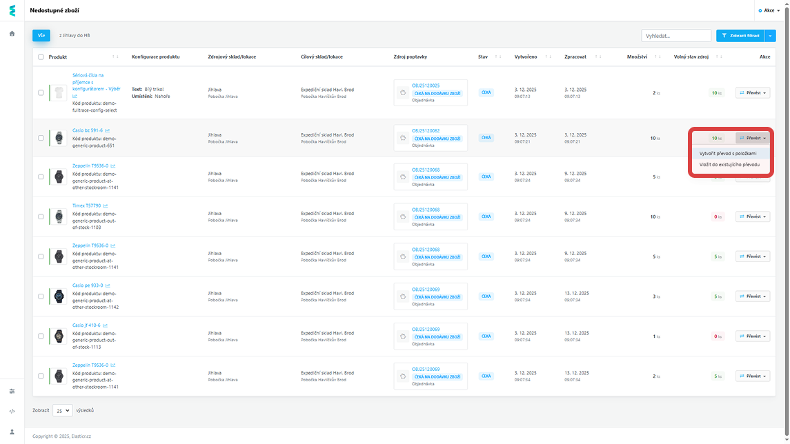 Možnost převodu v rámci firmy