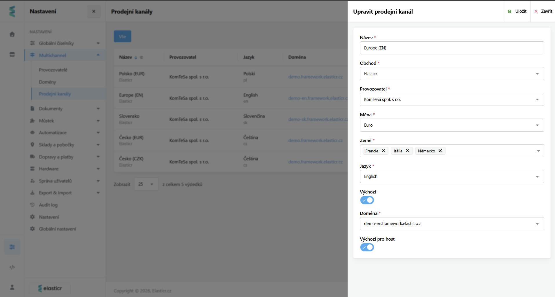 1. Multidomain a multichannel nastavení e-shopu
