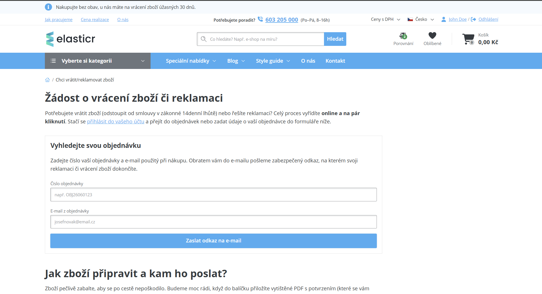 1. Veřejný formulář pro všechny zákazníky